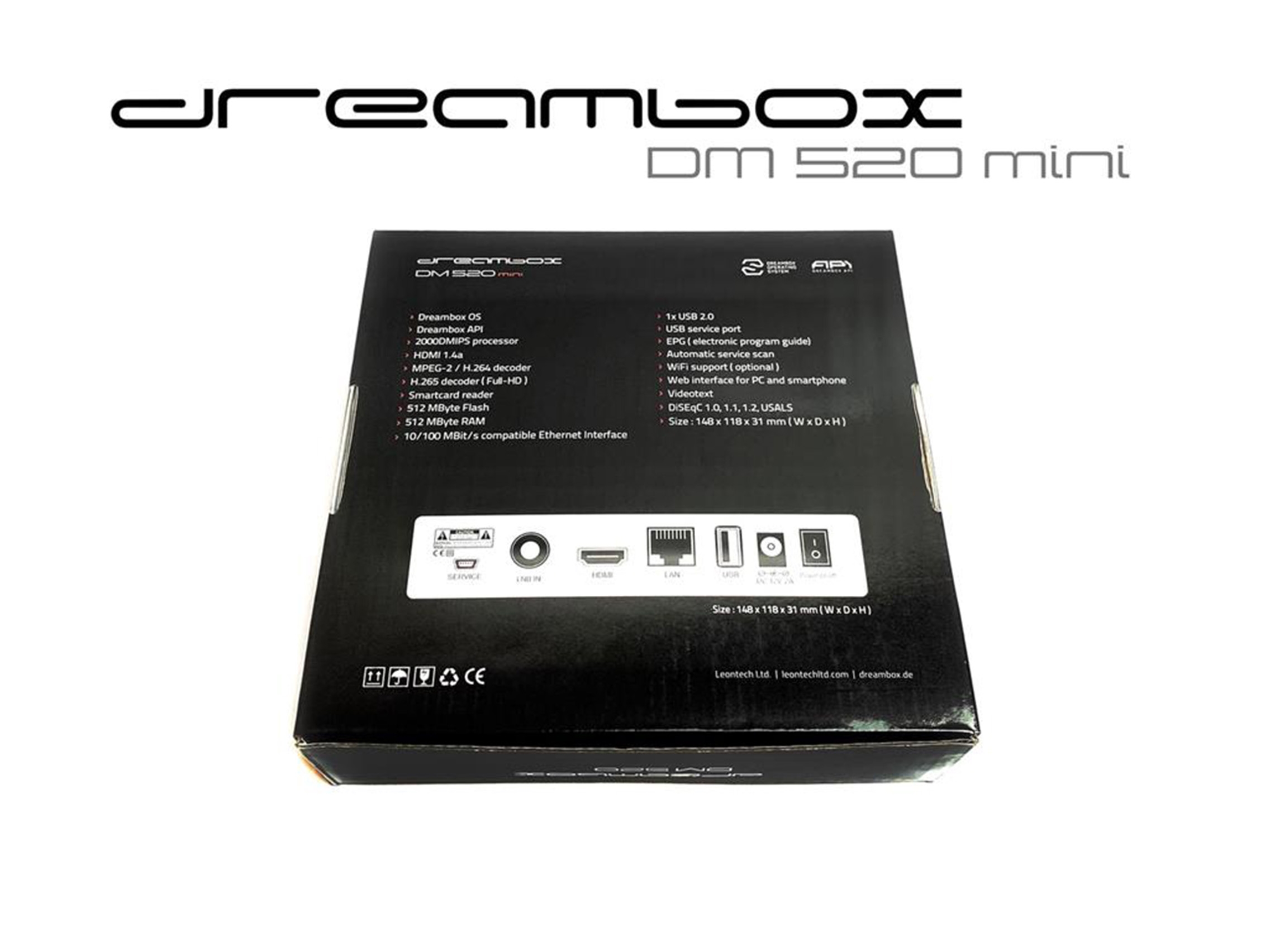 Dreambox DM 520 mini HD 1x DVB-S2 Tuner PVR ready Full HD 1080p H.265 Linux Receiver